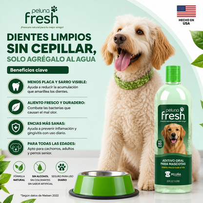 Peluna Fresh — Aditivo oral en agua para perros (botella 1 L, rinde ~60 días).