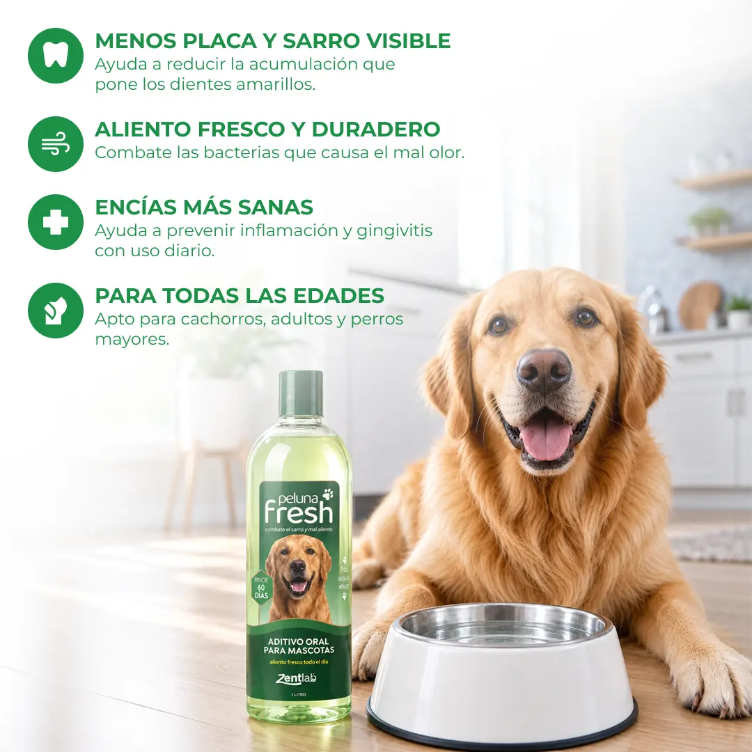 Peluna Fresh — Aditivo oral en agua para perros (botella 1 L, rinde ~60 días).