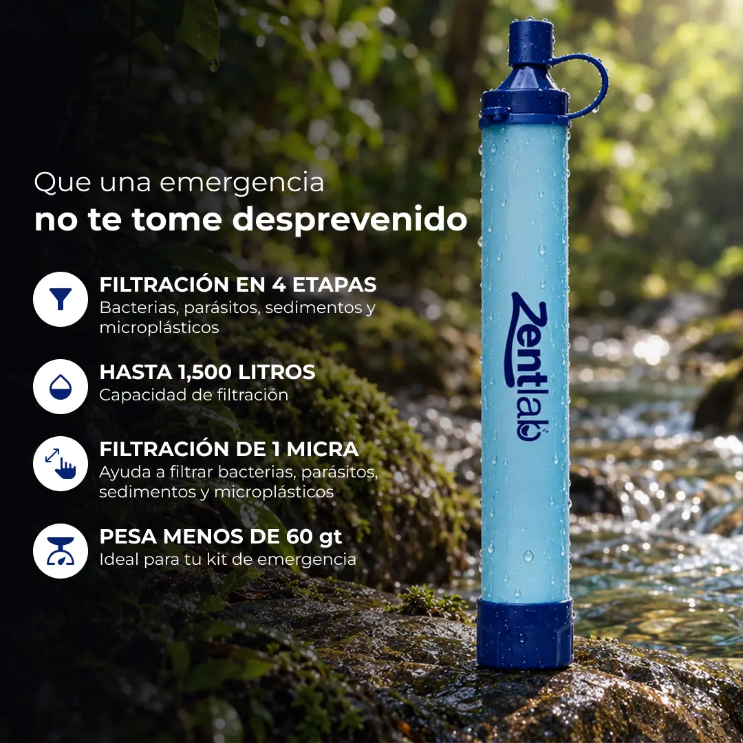 Zentlab | Filtro de Agua de Emergencia sin Luz ni Pilas