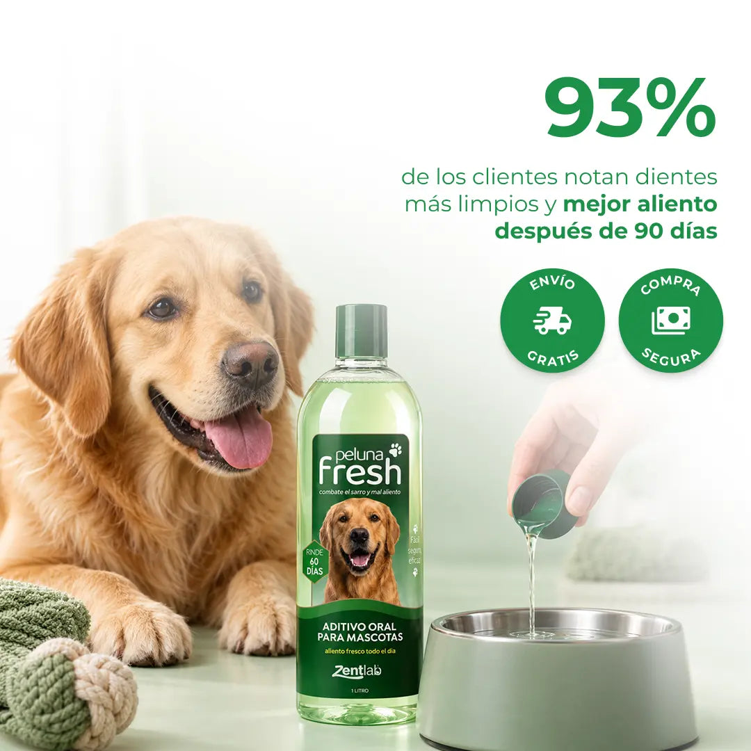 Peluna Fresh — Aditivo oral en agua para perros (botella 1 L, rinde ~60 días).
